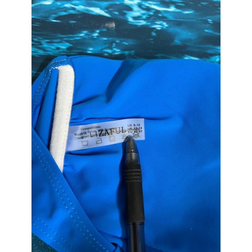 ☀️Zaful Blue O-Ring Bandeau Bikini Set High Cut Swimsuit NWT